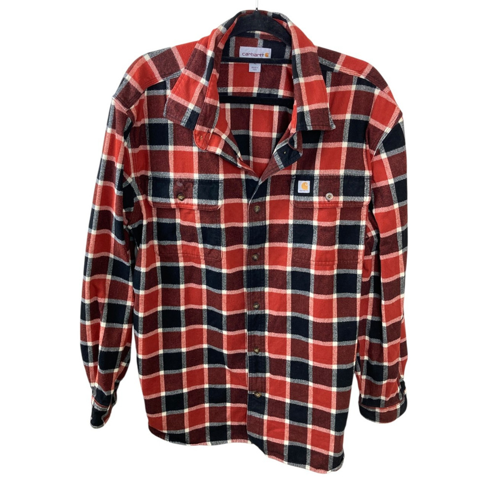 Carhartt Flannel Shirt XL Heavy Plaid Workwear Gorpcore Y2k Cabin Black Rust